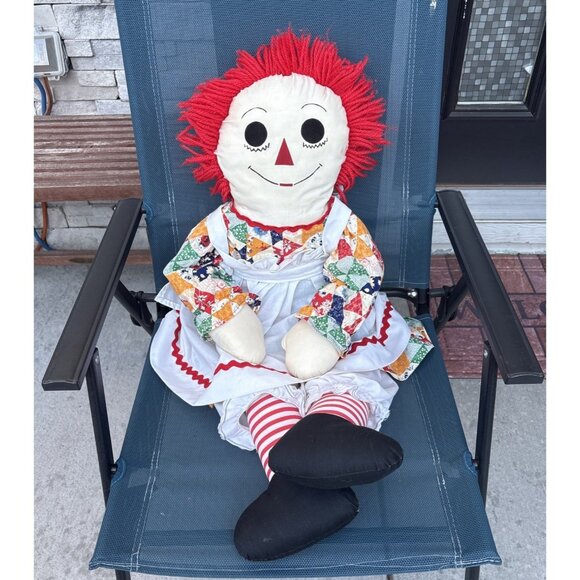 Raggedy Ann Stuffed Doll 36" Large Jumbo Handmade with Red Hair 70s Vintage - Picture 1 of 8
